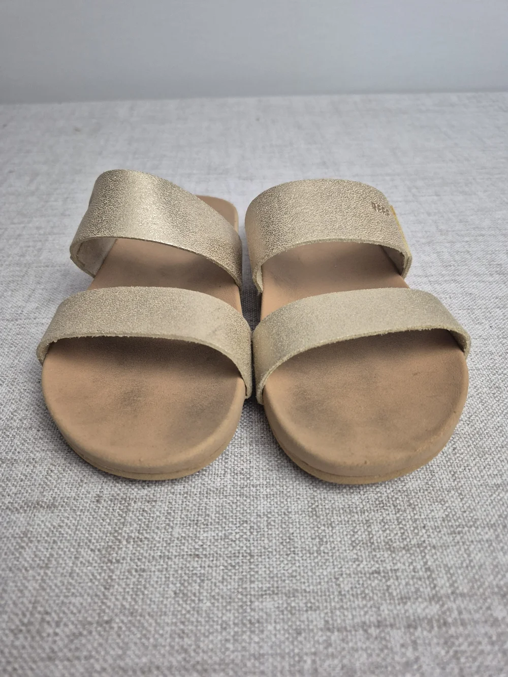 REEF Metallic Gold Two Strap Cushion Slide Sandals Size 13/1